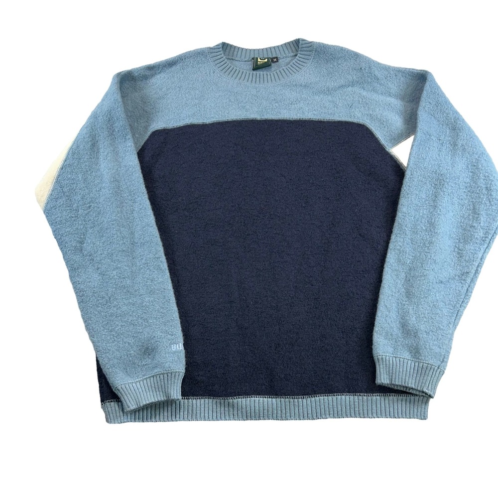 Burton Sweater Mens M Blue Colorblock Boiled Wool Blend Crewneck Vintage